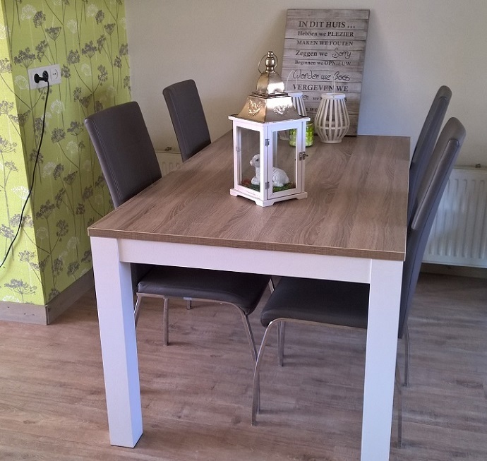 eettafel wit eiken