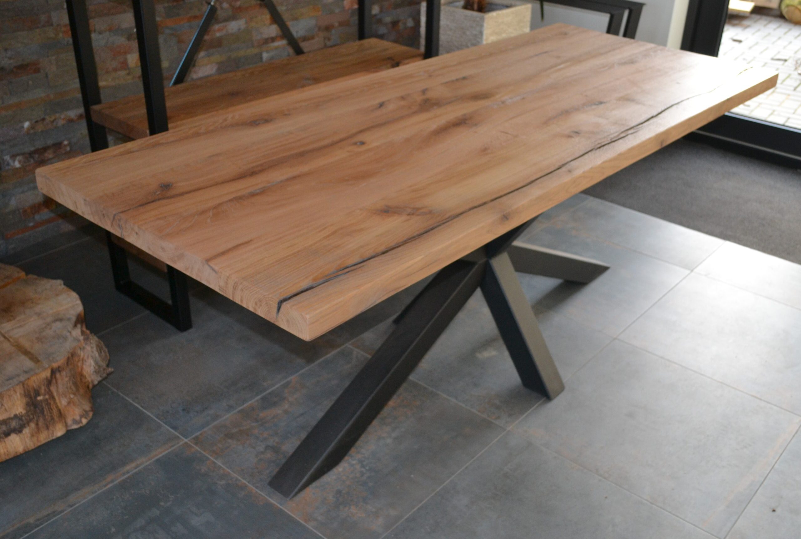 eiken houten eettafel