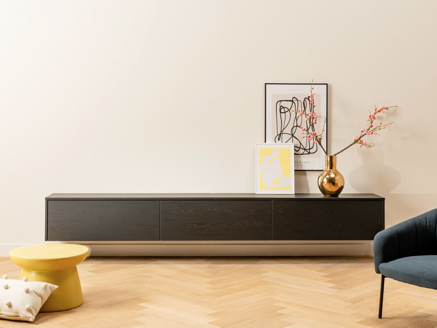 zwevend tv meubel eiken