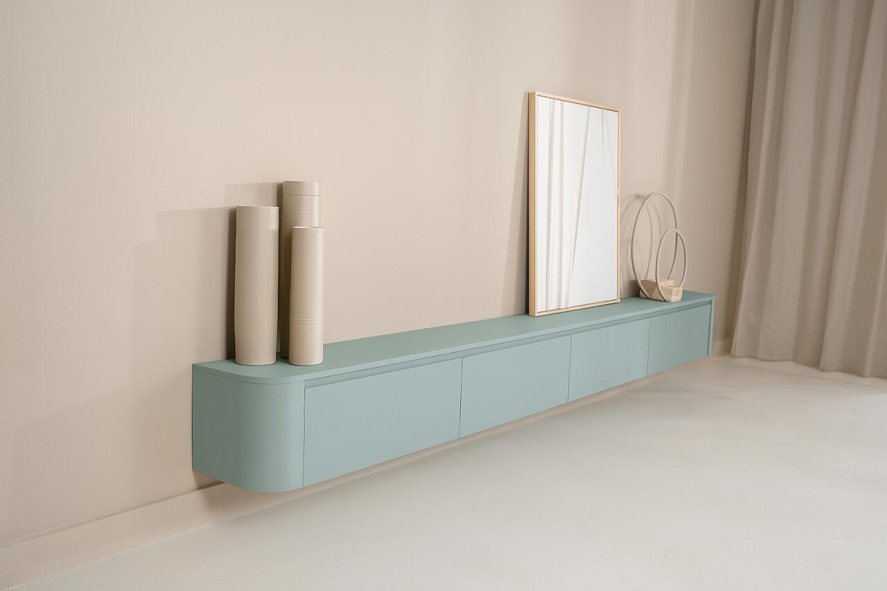 houten tv meubel zwevend