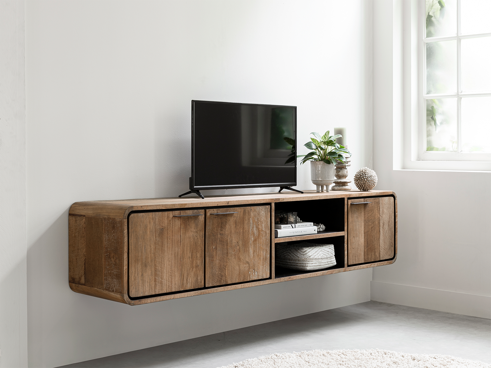 hangend tv meubel hout